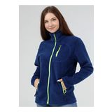 Genius Store Kadın Polar Tam Fermuarlı Outdoor 3 Cepli Spor Polar Ceket İndigo L
