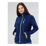 Genius Store Kadın Polar Tam Fermuarlı Outdoor 3 Cepli Spor Polar Ceket İndigo Xl