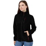 GENIUS STORE Kadın Polar Tam Fermuarlı Outdoor 3 Cepli Spor Polar Ceket (SİYAH/M) M