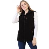 Genıus Store Kadın Polar Yelek Tam Fermuarlı Outdoor Spor Yelek 3Cepli (SİYAH / M)