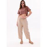 Genius Store Kadın Şalvar Cepli Ayrobin Şalvar Pantolon Ayarlanabilir Beli Lastikli Pantolon Kadın-Şalvar - Bej