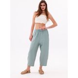Genius Store Kadın Şalvar Cepli Ayrobin Şalvar Pantolon Ayarlanabilir Beli Lastikli Pantolon Kadın-Şalvar - Yeşil - XL