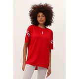 Genıus Store Kadın Spor Tişört Baskılı Fitness, Antrenman Fit - Kırmızı