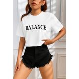 GENIUS STORE Kadın Tişört Crop Tişört Baskılı Fit Tişört BALANCE-TİŞÖRT