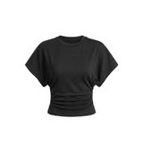 GENIUS STORE KADIN YARASA KOLLU BLUZ BASIC BELE OTURAN CROP BLUZ