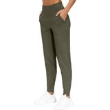 Genius Store Kadın Yüksek Bel Yoga Koşu Egzersiz Joggers Hafif Eşofman Altı Joger-Eşofman - Haki