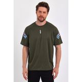 Genius Store Store Erkek Spor Tişört Baskılı Fitness, Antrenman Fit T-Shirt - XL - Haki