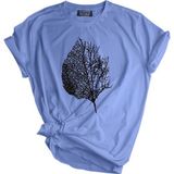 Genius Store Unisex Baskılı Outdoor Normal Kalıp T-Shirt Tukruaz Kuru Yaprak Turkuaz L