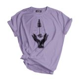 Genıus Store Unısex Baskılı Outdoor Tshirt Normal Kalıp Tişört (EL AĞAÇ LİLA/XL)