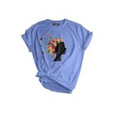 Genıus Store Unisex Baskılı Tişört Outdoor Normal Kalıp Tshirt (KADIN ÇİÇEK MAVİ, M)