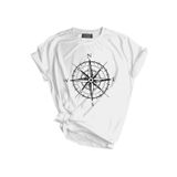 Genıus Store Unisex Baskılı Tişört Outdoor Normal Kalıp Tshirt (PUSULA BEYAZ, XXL)