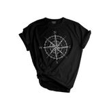 Genıus Store Unisex Baskılı Tişört Outdoor Normal Kalıp Tshirt (PUSULA SİYAH, M)