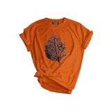 Genıus Store Unisex Baskılı Tişört Outdoor Normal Kalıp Tshirt (TURUNCU YAPRAK, M)