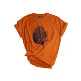 Genıus Store Unisex Baskılı Tişört Outdoor Normal Kalıp Tshirt (TURUNCU YAPRAK, S)