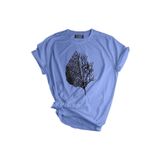 Genıus Store Unisex Baskılı Tişört Outdoor Normal Kalıp Tshirt (YAPRAK MAVİ, XL)