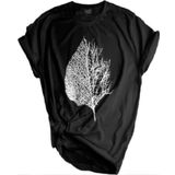 Genıus Store Unisex Baskılı Tişört Outdoor Normal Kalıp Tshirt (YAPRAK SİYAH/S)