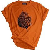 Genius Store Unisex Baskılı Tişört Outdoor Normal Kalıp Tshirt (Yaprak T.) - Turuncu