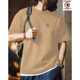 Genius Store Waffle Oversize Bisiklet Yaka Kısa Kol Bej Erkek T-shirt