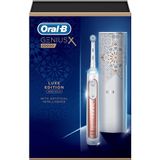 Genius x Oral-B Genius x Luxe Sürümü, Rose Gold Elektrikli Diş Fırçası, 3 Sensi Ultra Ince Diş Fırçası Başlığı, Sakız Basıncı Sensörü, Akıllı USB Seyahat Kılıfı, 2 Ingiltere Pin Fişi