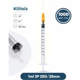 Genject 01 Ml. , 3 Parçalı , 25G (0.51MM.), 25MM, Turuncu Iğneli Şırınga, Aşı Enjektörü 1000 Ad./pkt.