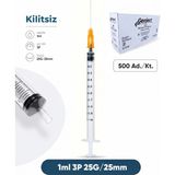 Genject 01 Ml. , 3 Parçalı , 25G (0.51MM.), 25MM, Turuncu Iğneli Şırınga, Aşı Enjektörü 500 Ad./pkt.