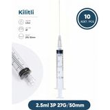 Genject 02,5 Ml. , 3 Parçalı , 27G (0.41MM.), 50MM, Gri Iğneli Dental Şırınga, Luer-Lock Kilitli Dental Enjektör 10 Ad./pkt.