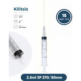 Genject 02,5 Ml. , 3 Parçalı , 27G (0.41MM.), 50MM, Gri Iğneli Dental Şırınga, Luer-Slıp Kilitsiz Dental Enjektör 15 Ad./pkt.