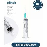 Genject 05 Ml. , 3 Parçalı , 21G (0.82MM.), 38MM, Açık Yeşil Iğneli Şırınga, Enjektör 1 Ad./pkt.