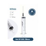 Genject 05 ml. , 3 Parçalı , 22G (0.72mm.), 38mm,Siyah İğneli Şırınga, Enjektör 25 Ad./Pkt.