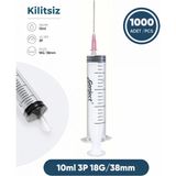 Genject 10 Ml. , 3 Parçalı , 18G (1.27MM.), 38MM, Pembe Iğneli Şırınga, Enjektör 1000 Ad./pkt.