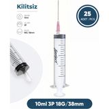 Genject 10 Ml. , 3 Parçalı , 18G (1.27MM.), 38MM, Pembe Iğneli Şırınga, Enjektör 25 Ad./pkt.