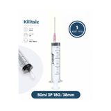 Genject 50 ml 3 Parçalı 18G (1.27mm) 38mm, Pembe İğneli Şırınga, Enjektör 5 Ad./Pkt.