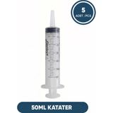 Genject 50 ml Katater Enjektörü Gavaj, Hasta ve Bebek Beslenme Enjektörü, Çam Uçlu Beslenme Şırıngası, 5 Ad./pkt.