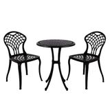 Gennhaus Alüminyum Döküm Masa Sandalye Takımı Bahçe Veranda Balkon Oturma Grubu 3 Parça 2 Koltuk Kolçaklı Sandalye 1 Set Dış Mekan Outdoor Mat Siyah Teras BUD