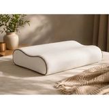Gensco %100 Doğal Lateks Ortopedik Yastık Boyun Destekli Ergonomik Uyku Yastığı Pamuklu Kılıf 40X60X12/9 cm - 40 x 60 cm - Beyaz
