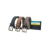 genuine leather company eds 3'lü Kare Gümüş Tokalı Ince Kemer, Pantolon Kemeri, Gömlek Kemeri, Ceket Kemeri ve Kartlık Cüzdan