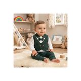 genybaby Erkek Bebek Klasik 3’lü Takım Yelekli Papyonlu Pantolonlu Şık Kombin 3-12 Ay