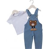GENYBABY Erkek Bebek Kot Salopet Tulum Ayıcıklı Askılı Jean Bebek Tulum (6-24 Ay) - 12 - 18 Ay - Mavi