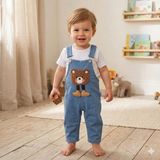 GENYBABY Erkek Bebek Kot Salopet Tulum Ayıcıklı Askılı Jean Bebek Tulum (6-24 Ay) - 18 - 24 Ay - Mavi