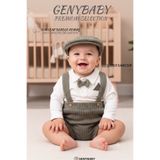 genybaby Erkek Bebek Salopet Takım Şapkalı Papyonlu 3’lü Kombin