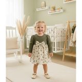 GENYBABY Kız Bebek Elbise Fiyonk Detaylı Çiçek Desenli Uzun Kollu Bebek Elbisesi - 12 - 18 Ay - Yeşil