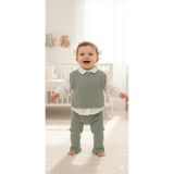 genybaby Şık Kız Bebek Triko Takım – Beyaz Gömlek, Örgü Süveter ve Pantolon