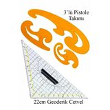 Geoderik Üçgen Cetvel 22Cm Ve Pistole Cetvel Takımı 1 Adet Geoder Modelist Terzi Gönyesi Geometrik Açılı Gönye Yıldızlar