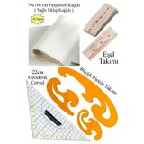 Geoderik Üçgen Cetvel 22Cm Ve Pistole Cetvel Takımı Yağlı Parşömen Milaj Kağıdı Eşel Takımı Modalist Terzi Çizim