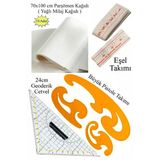 Geoderik Üçgen Cetvel 24Cm Ve Pistole Cetvel Takımı Yağlı Parşömen Milaj Kağıdı Eşel Takımı Modalist Terzi Çizim