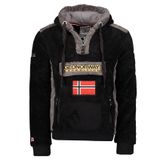 Geographical Norway Gymclass Sherco Men - Kapüşonlu Sweatshirt ve Kanguru Cepli Erkekler için - Erkekler için Logo Sweatshirt - Uzun Kollu Sweat Shirt, Siyah, S