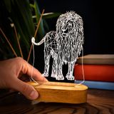 Geometrik Aslan Tasarımlı 3d Led Gece Lambası