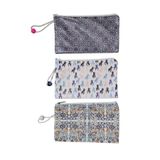 Geometrik Baskılı 3'Lü Makyaj Çantası Avantaj Set,Kalemlik,Cüzdan,Bez Çanta TGDC009