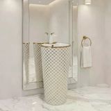Geometrik Beyaz Altın Monoblok Lavabo