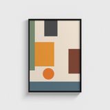 Geometrik Bloklar 3 Tablo Çerçeveli Poster Duvar Dekorasyonu - 50 x 70 - Siyah Çerçeveli